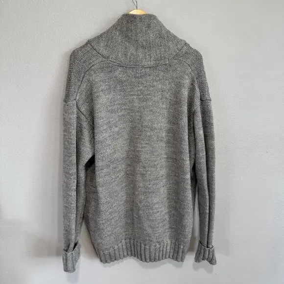 WoolOvers Men’s XXL Gray British Wool Shawl Collar Sweater Heavy Knit